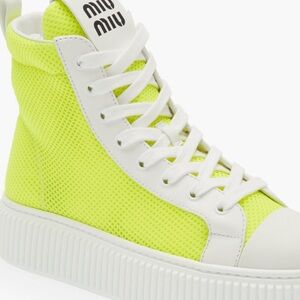 Miu Miu Bright Yellow High-Top Sneakers